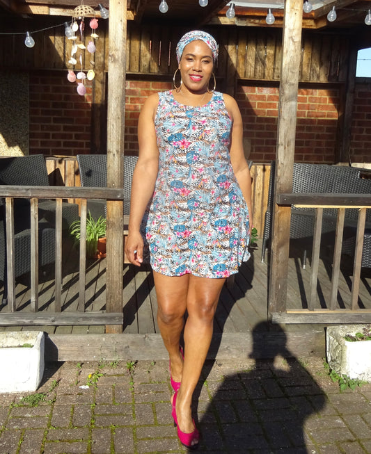 Summer Floral Dress With Matching Turban