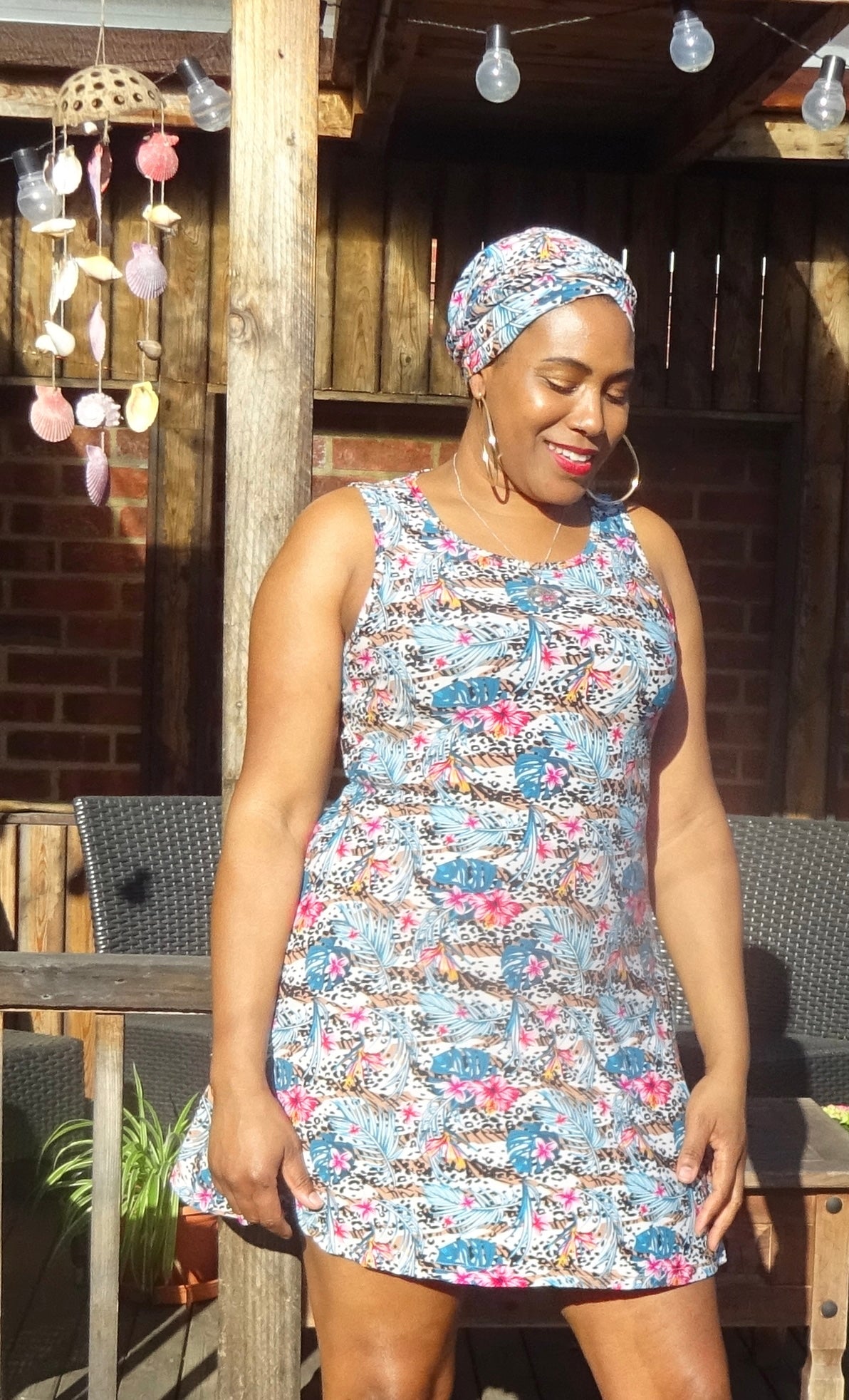 Summer Floral Dress With Matching Turban