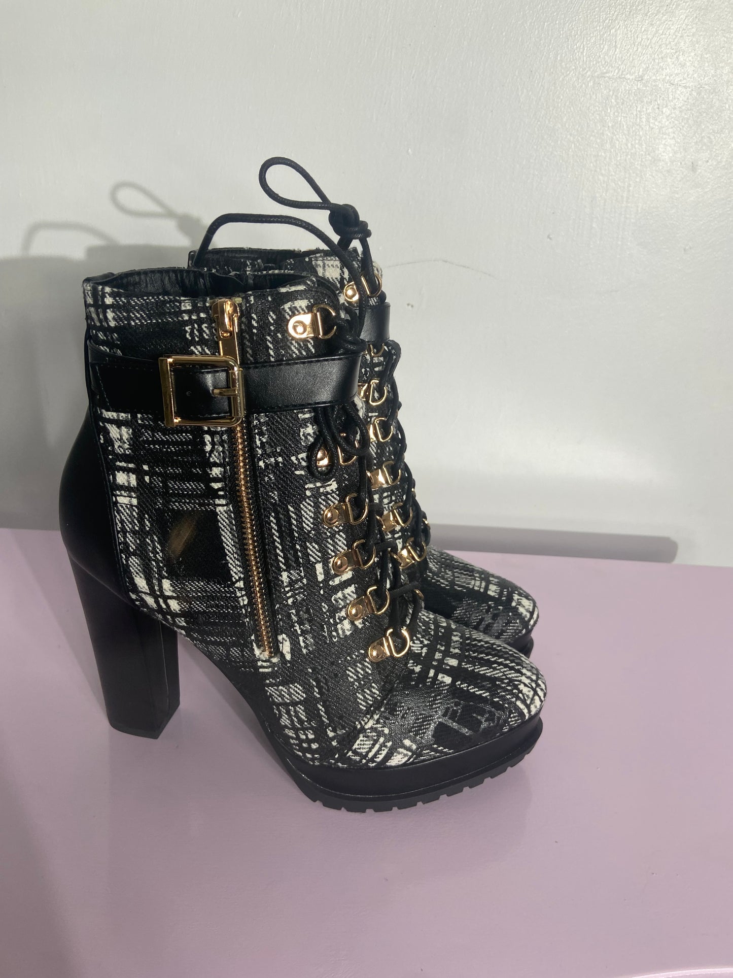 Checkered Ankle Boots