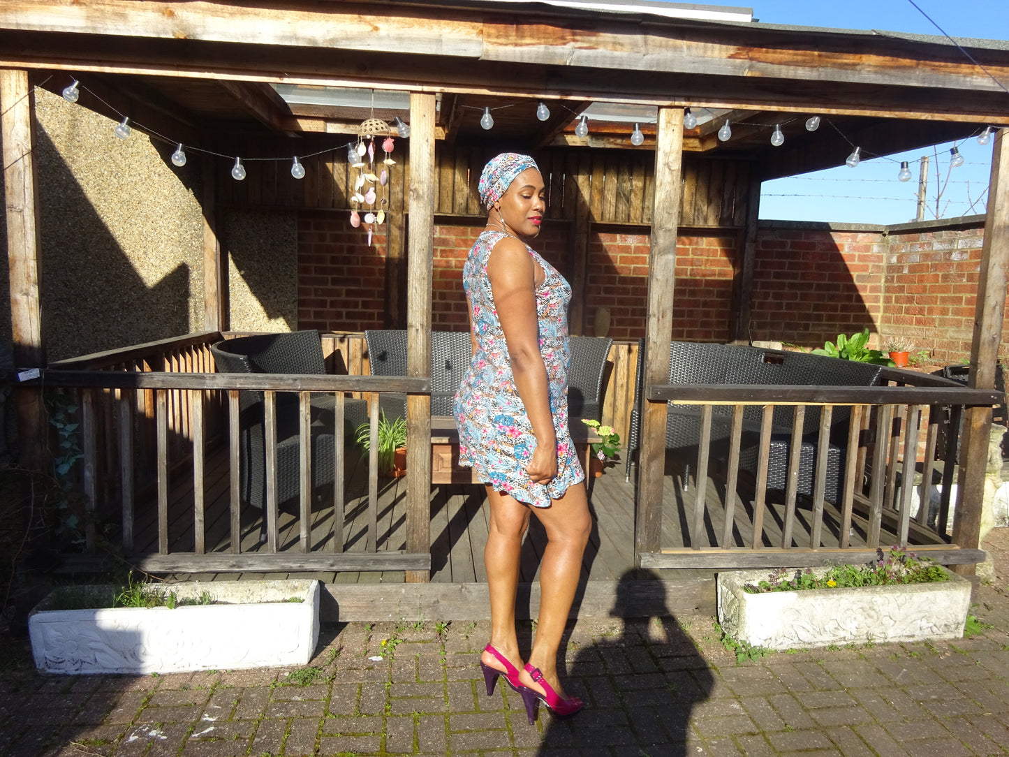 Summer Floral Dress With Matching Turban