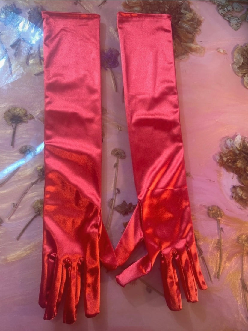 Red Satin Gloves