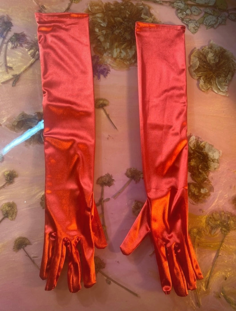 Red Satin Gloves