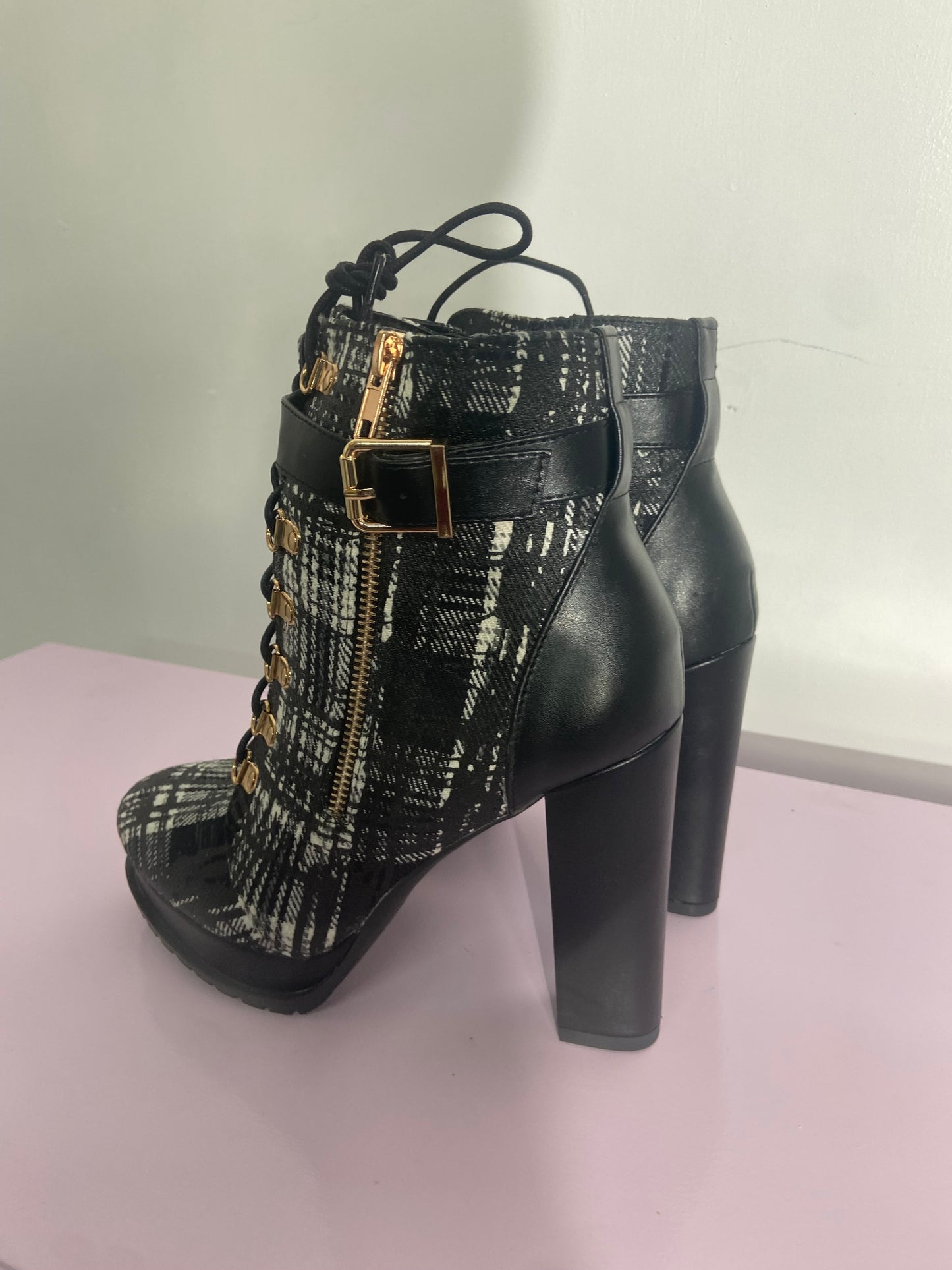 Checkered Ankle Boots