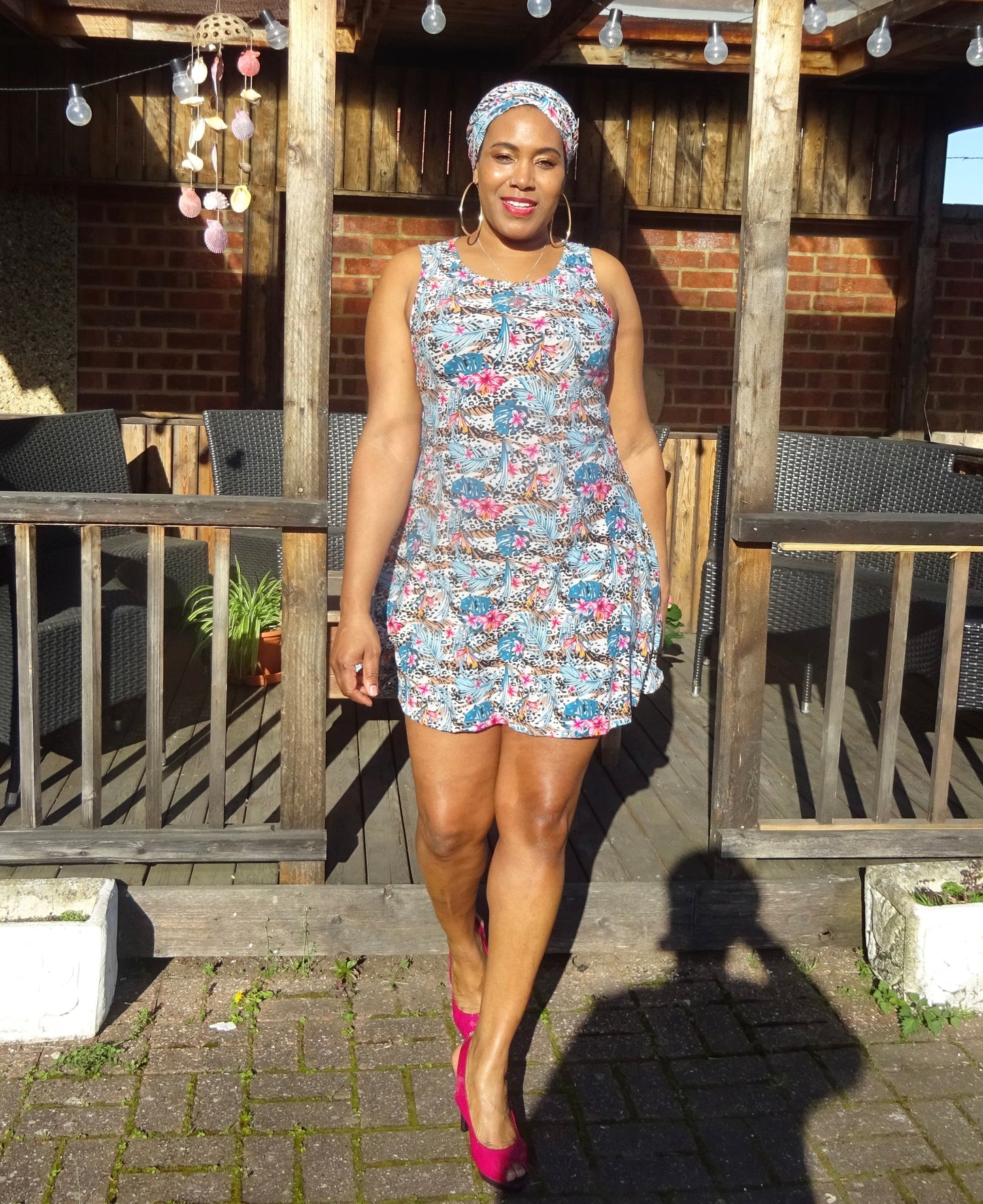 Summer Floral Dress With Matching Turban