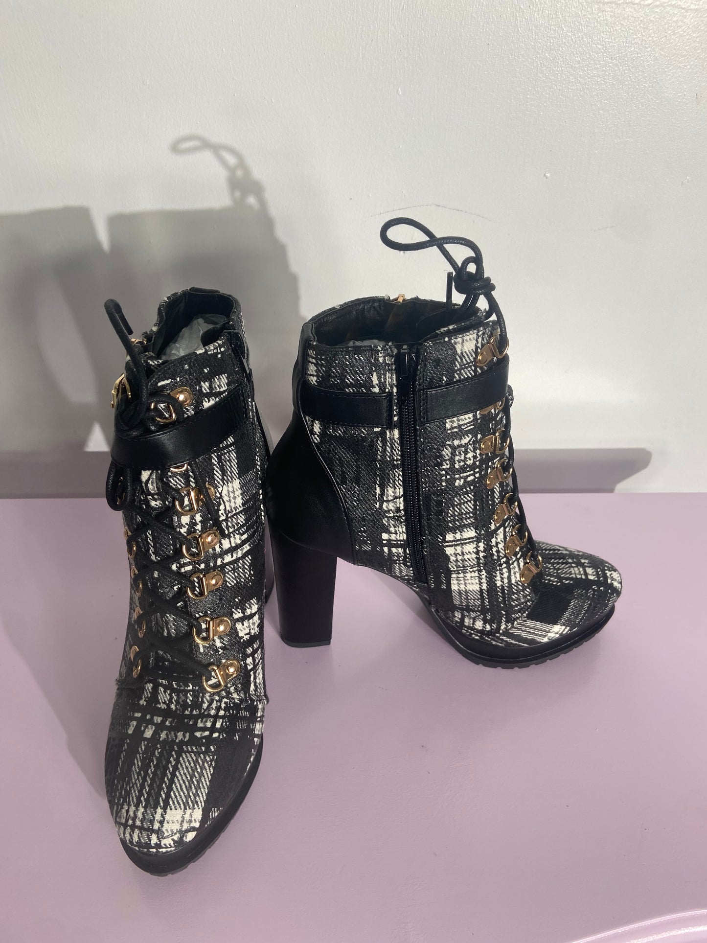 Checkered Ankle Boots