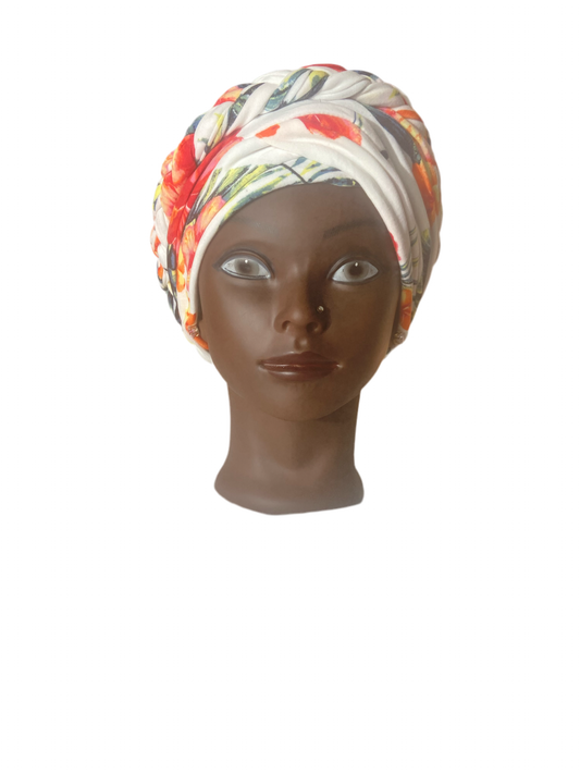 Head Covering Turban Flower Design 