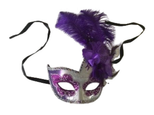 Two His and Hers Extravagant Fancy Dress Masquerade Masks Silver And Purple