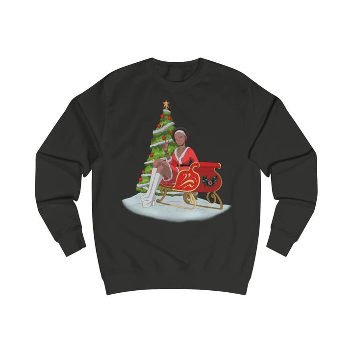 Christmas jumper sweater, black Christmas, Santa, Mrs Claus 